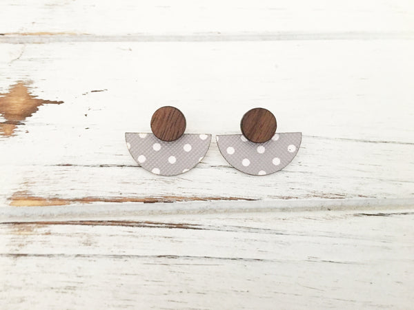3 Styles in 1 Earrings - White and Grey Polka Dots