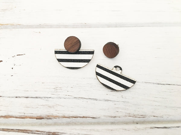 3 Styles in 1 Earrings - White and Black Stripes
