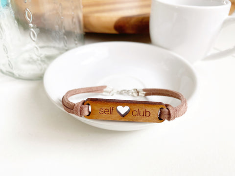 Faux Suede and Cherry Wood Bracelet - Self Love Club