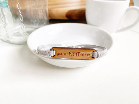 Faux Suede and Cherry Wood Bracelet - You're Not Alone