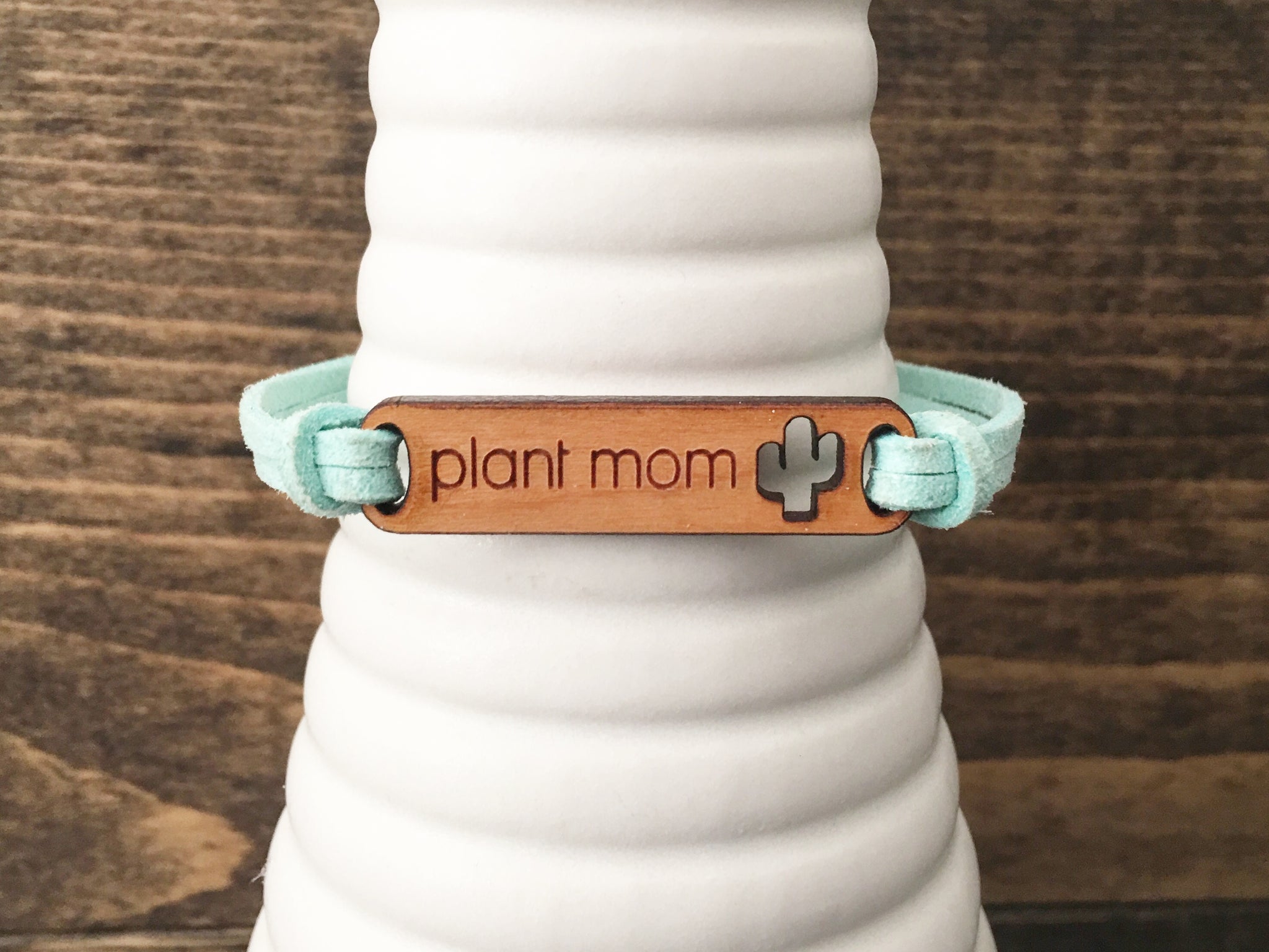 Faux Suede and Cherry Wood Bracelet - Plant Mom