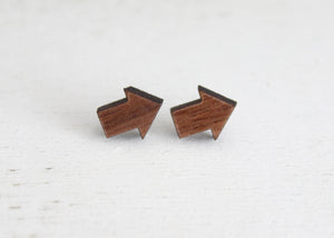 Walnut Wood Stud Earrings - Arrows