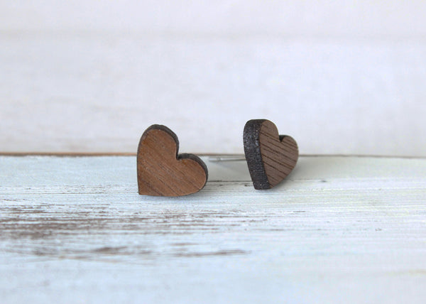Wooden Heart Earrings 