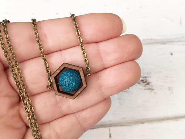 Teal Essential Oil Diffuser Necklace 