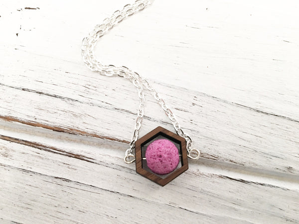 Hot Pink Essential Oil Diffuser Necklace 