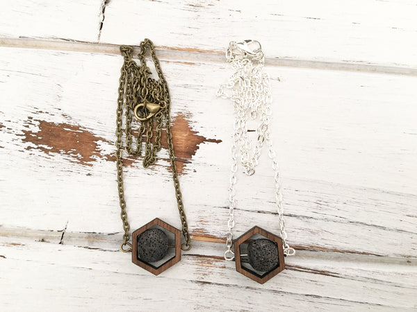 Black Essential Oil Diffuser Necklace 