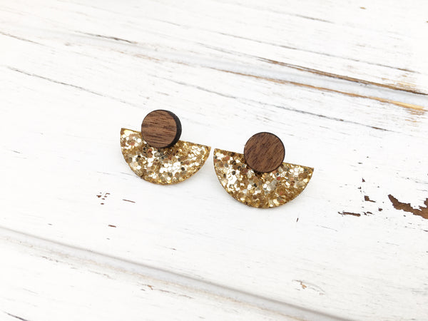 3 Styles in 1 Earrings - Gold Glitter